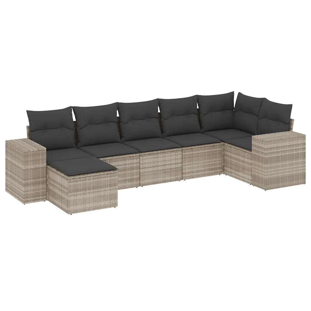 Set Divani da Giardino 7pz con Cuscini Grigio Chiaro Polyrattan 3222881