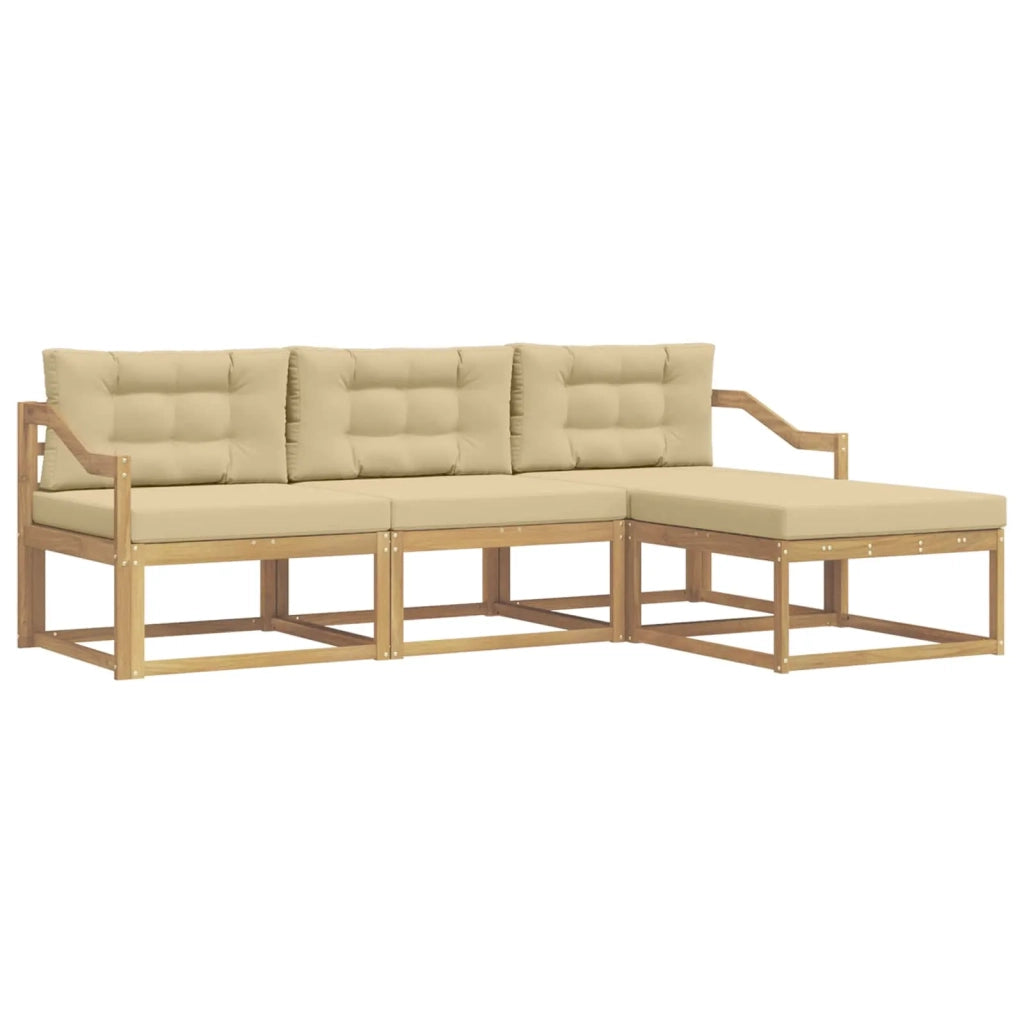Set di divani da esterno 4 pz Bianco e Beige Poliestere 3386287