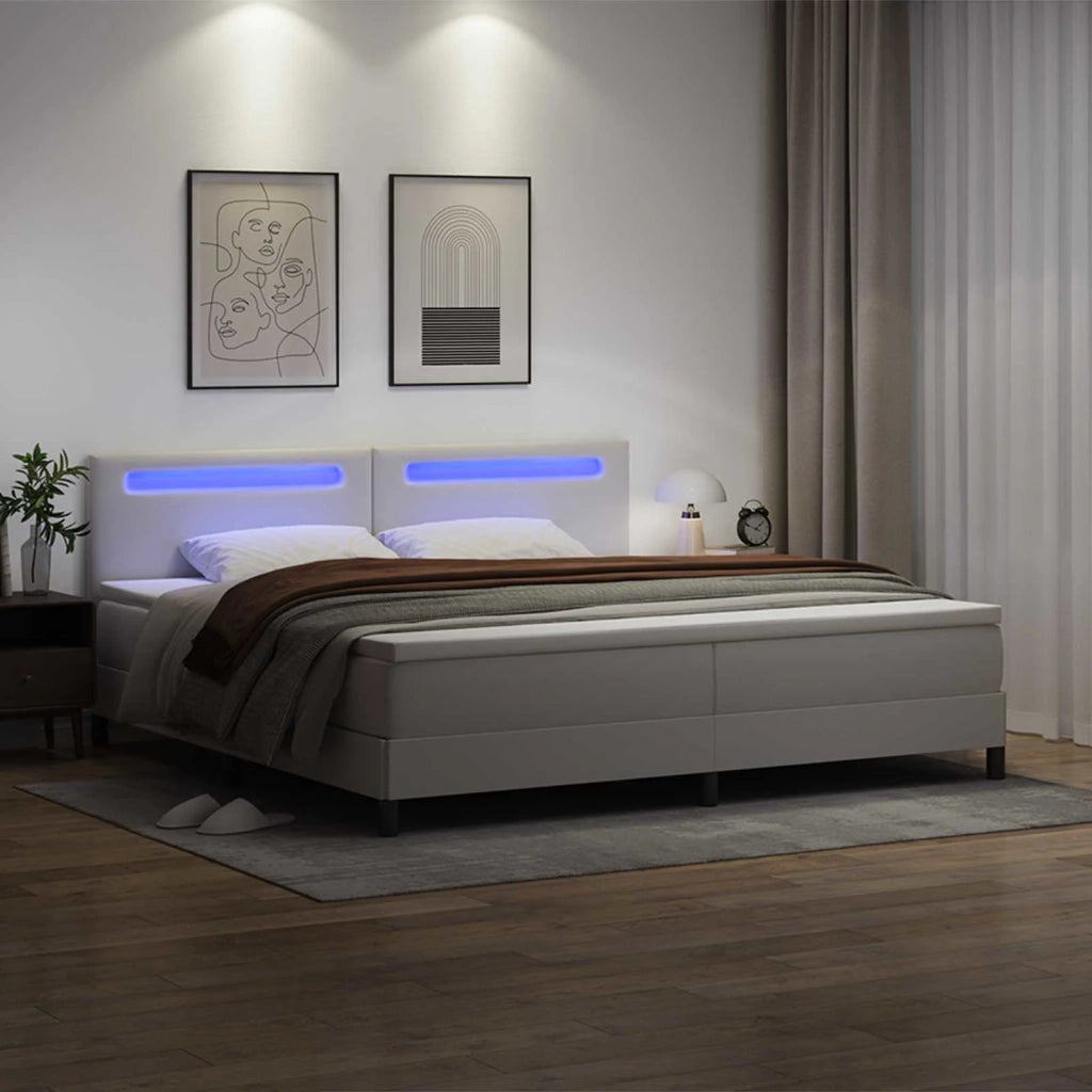 Letto a molle con materasso Bianco 200 x 200 cm Pelle sintetica 3339065