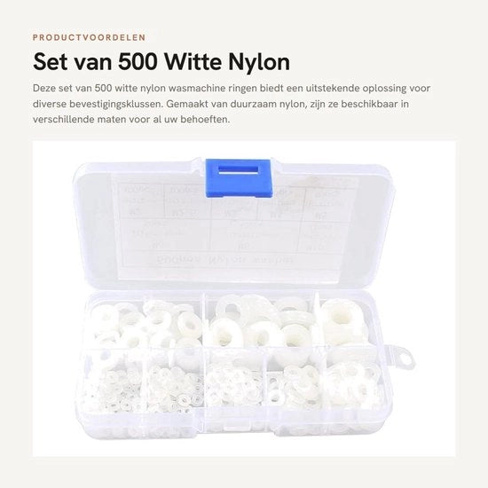 Pacco di 500 Slittring in Nylon - Raccordi di Spacers in Plastica - Raccordi di Spacers in Vario Misure M2/M2.5/M3/M4/M5/M6/M8/M10 - Inclusa Scatola di Conservazione - Slittring di Chiusura
