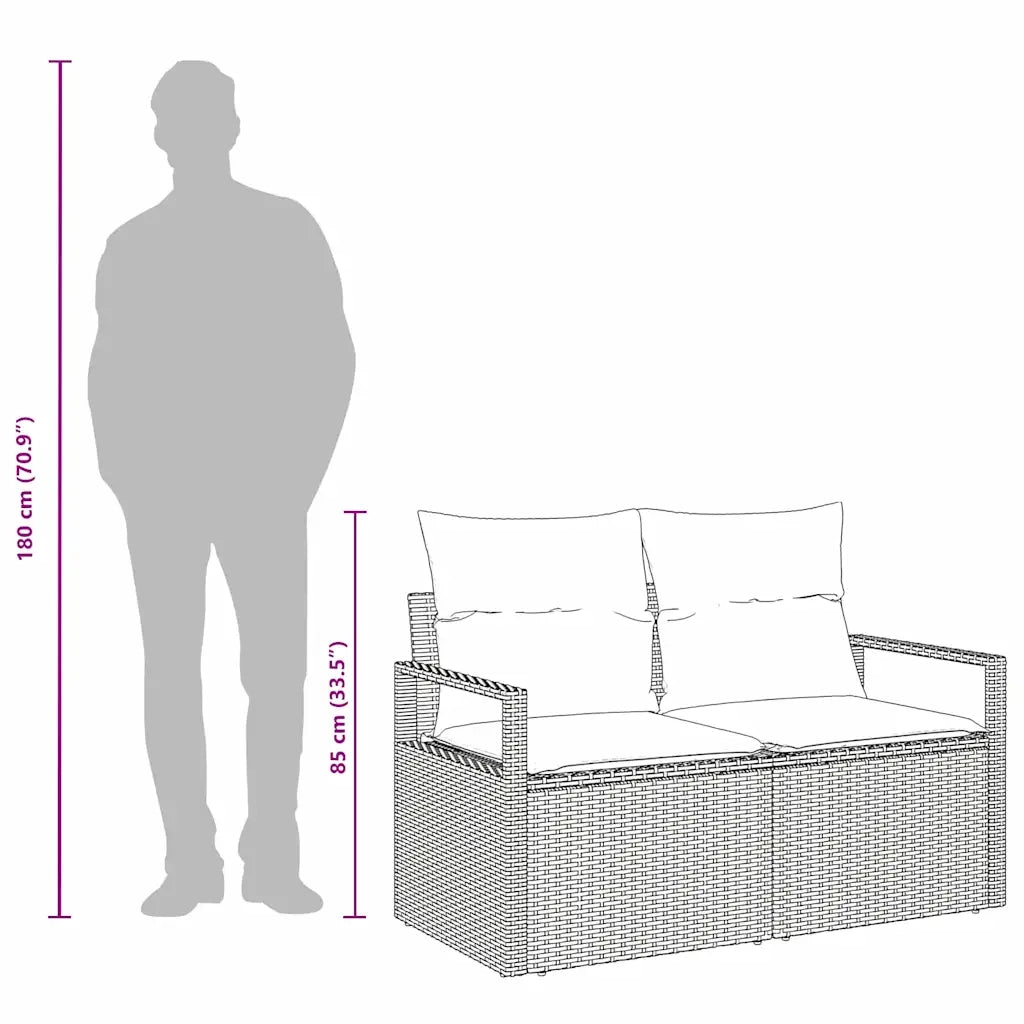 Divano da giardino con cuscino 120 x 62 x 69 cm. polyrattan 42006759