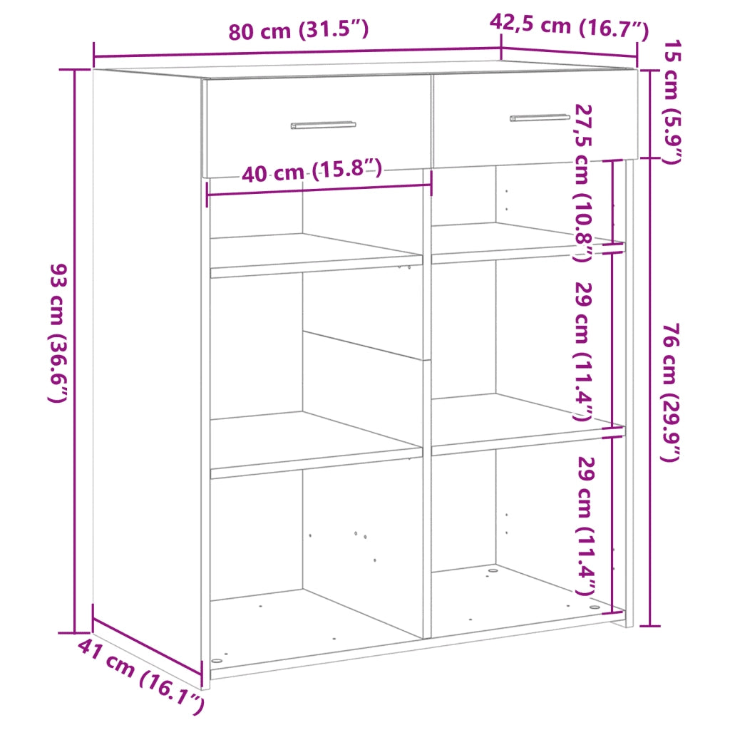 Credenza | Madia | Buffet da pranzo | Armadio da pranzo Rovere Marrone 80x42,5x93 cm in Legno Multistrato