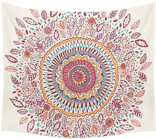 Tappeto da Parete Mandala Fiori - Tappeto da Parete Etnico - Tappeto da Parete Hippie/Boho - Tappeto da Parete Grande - Tappeto da Parete Handicraft - Colori Viventi