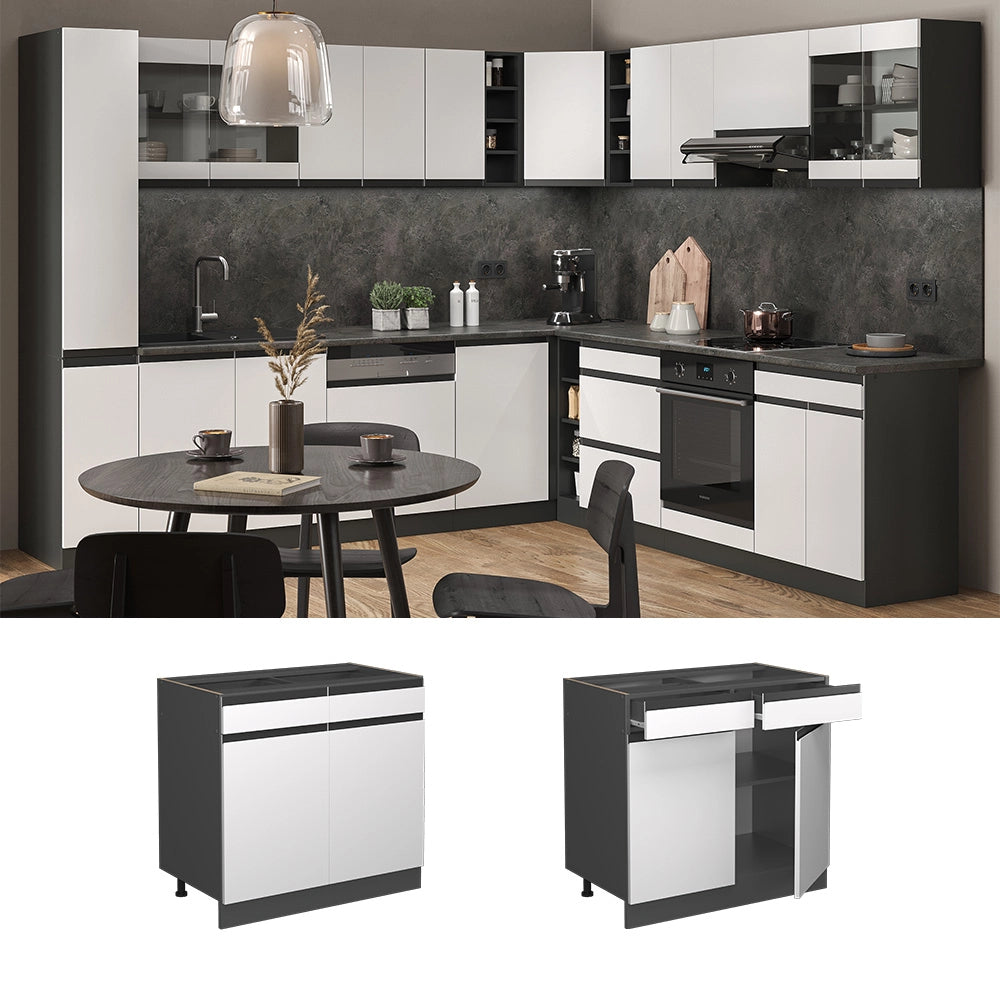 Vicco Mobiletto base per cucina Bianco 80 cm PL Marmo