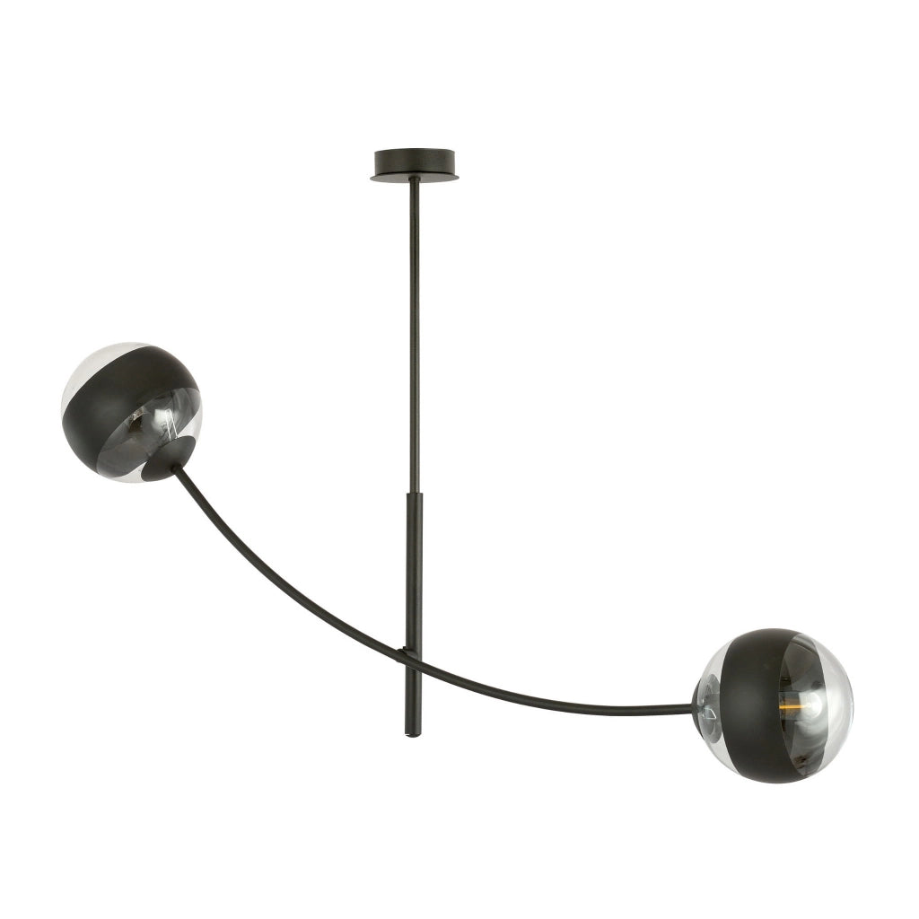 Plafoniera Emibig Hunter 2 luci E14 nera vetro trasparente