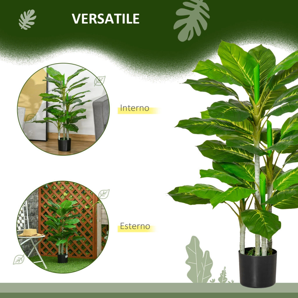 Pianta Artificiale Verde ¨C zephmum ¨C 95 cm, 33 Foglie, Vaso Nero ?15x13 cm