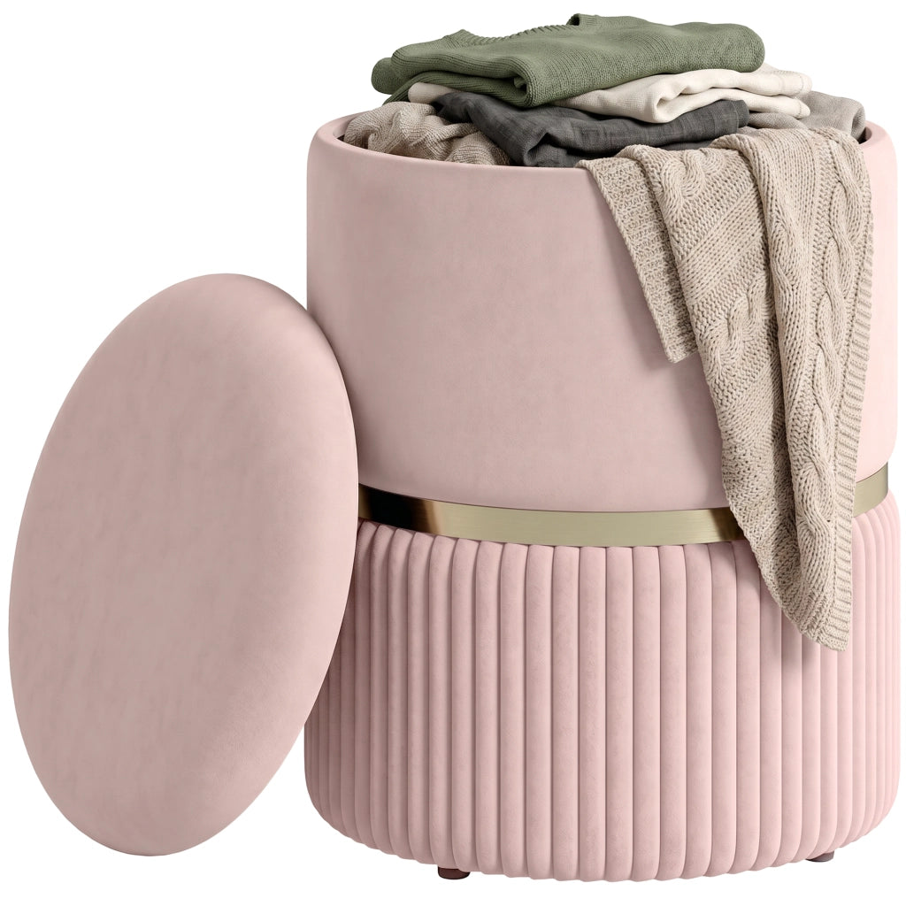 Pouf contenitore con cuscino in velluto ¨C Xylo ¨C Rosa 36x36x44 cm
