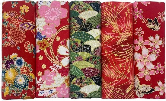 Tessuto a Quilt Japanese - Tela di Cotone - Patchwork - Materiali Creativi - 5 Pezzi - 40 x 80 cm
