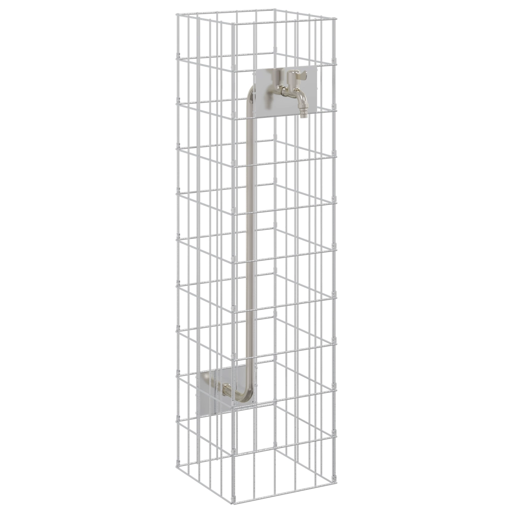 Colonna Gabion con Rubinetto 100x25x25 cm Acciaio Inossidabile