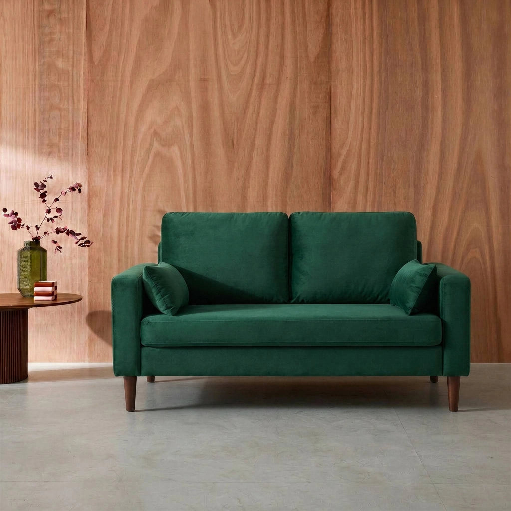 Divano stile vintage in velluto, 2 posti, verde inglese