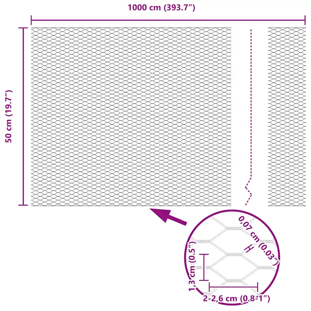 Recinzione Esagonale Grigio 0,5 x 10 m PVC 42005481