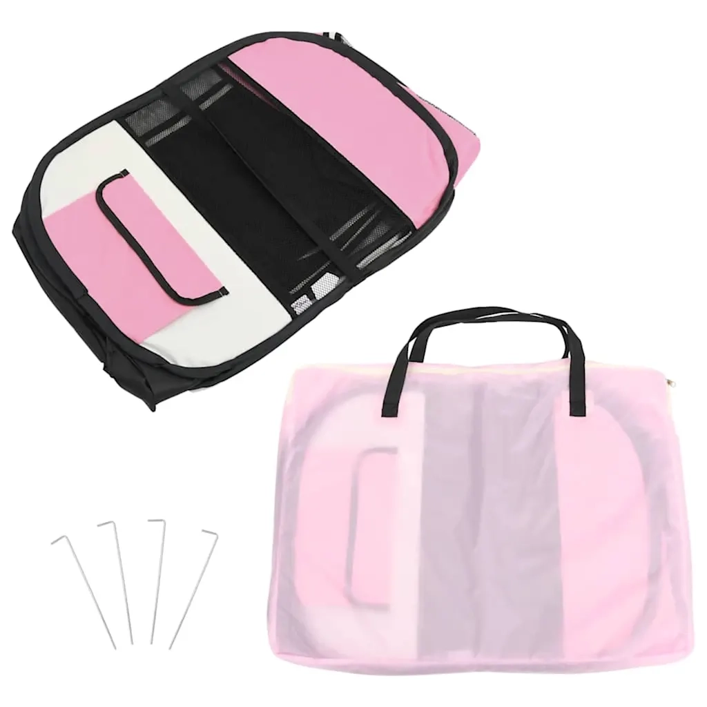 Box per Cani Pieghevole con Borsa Trasporto Rosa 145x145x61 cm cod mxl 49259