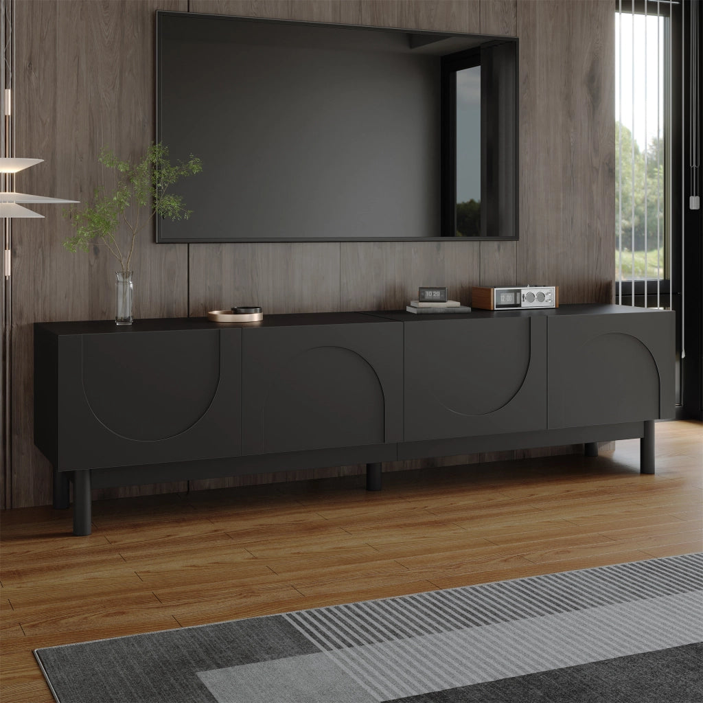 Lowboard nero in MDF e truciolare lungo 169 cm