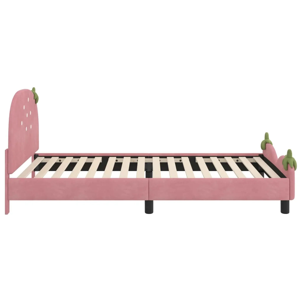 Struttura letto bambini con testata Rosa 90 x 190 cm Velluto