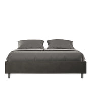 BS COM Letto matrimoniale king size con rete imbottito 170x210 microfibra grigio