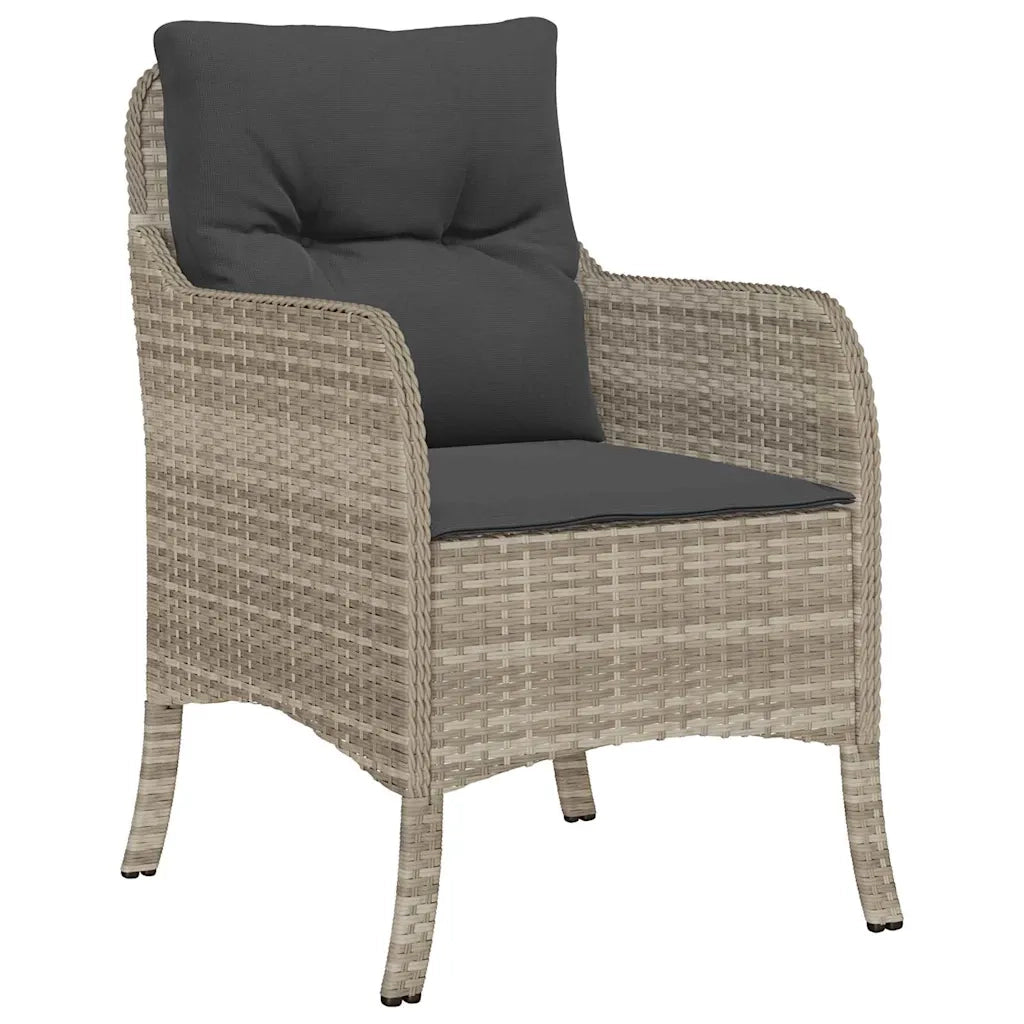 Set da Pranzo per Giardino 3 pcs Grigio chiaro polyrattan