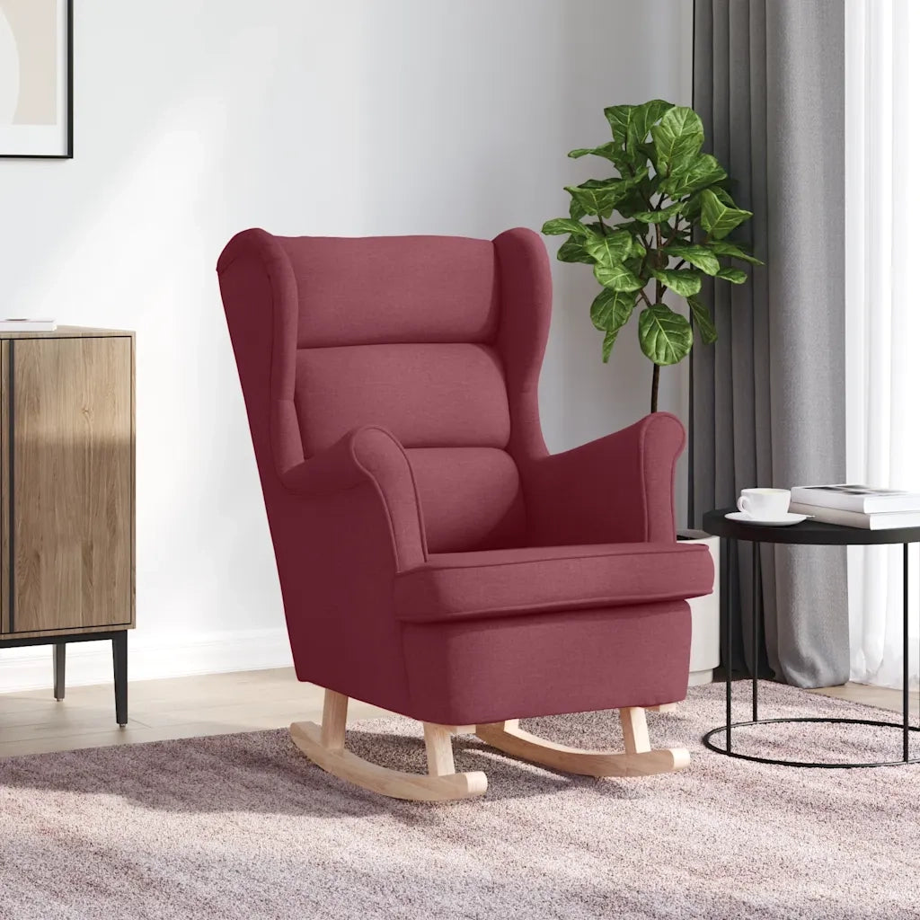 Poltrona | Sedia a Dondolo Rosso Vino 74x90x102 cm in Tessuto