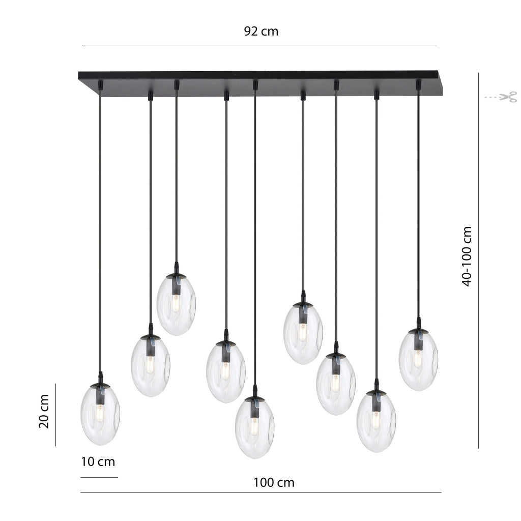Lampadario Emibig Astral 9 9xE14 vetro trasparente