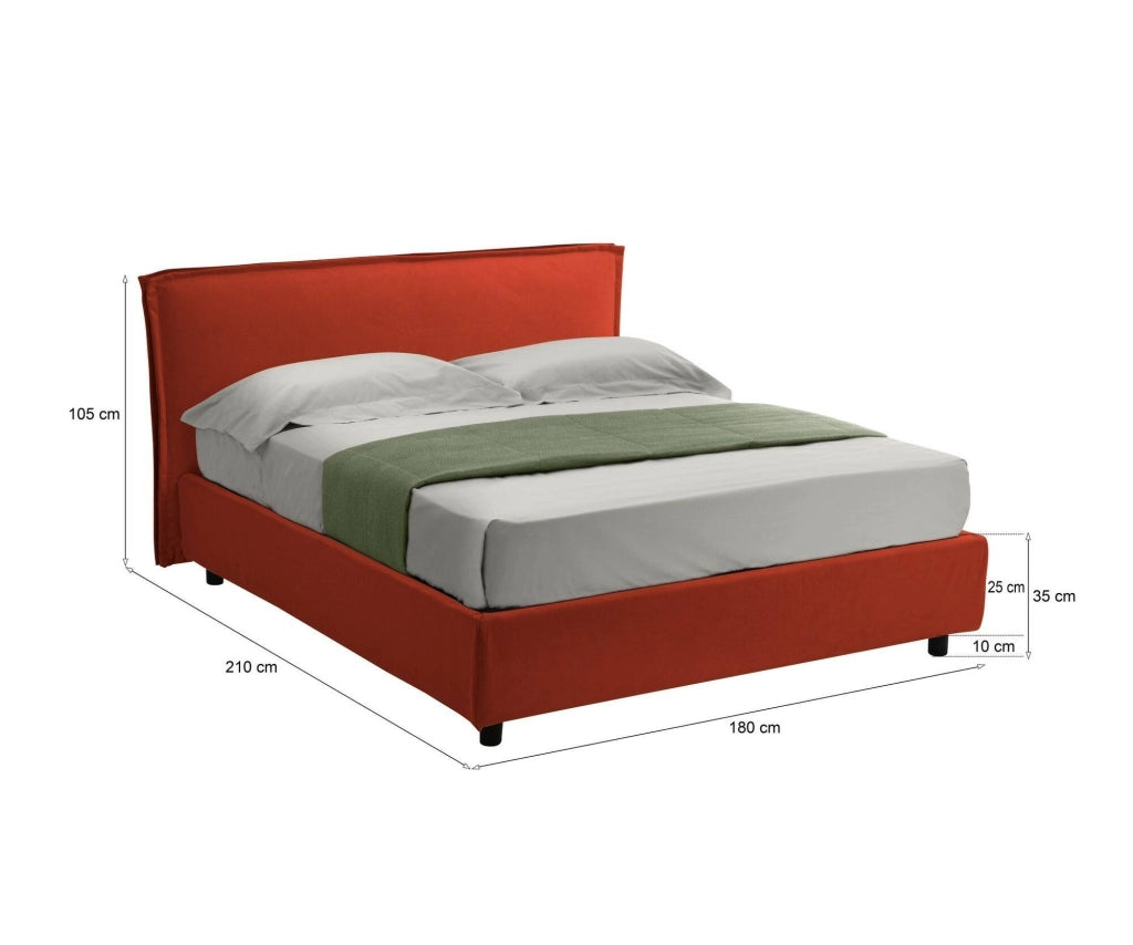 Letto Matrimoniale Brolo, Letto Matrimoniale Sfoderabile Made in Italy, Arancione