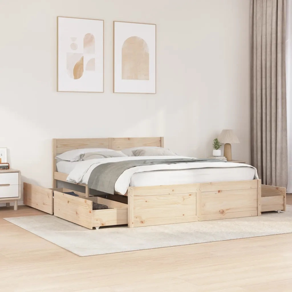 Letto senza Materasso 160x200 cm in Legno Massello di Pino 3282342