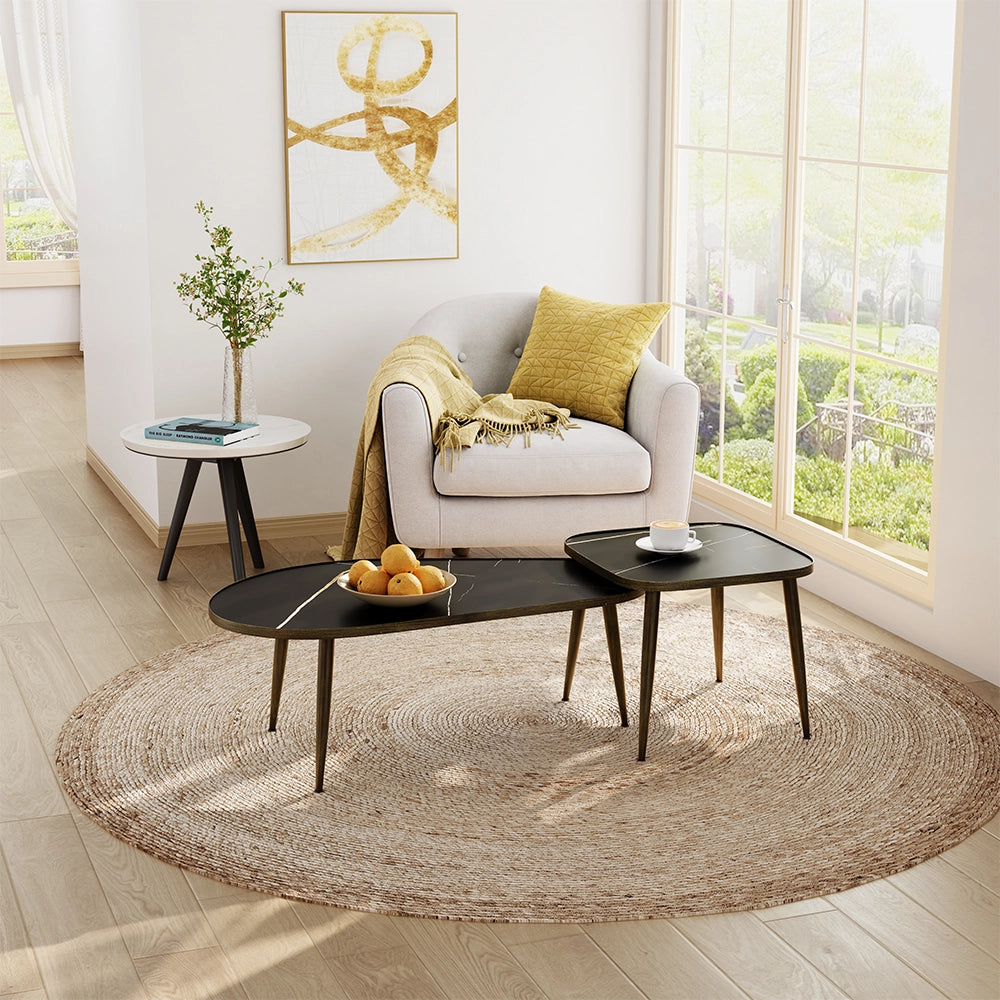 Vicco Set di tavolini Nero 105 x 64,5 cm 2 parti
