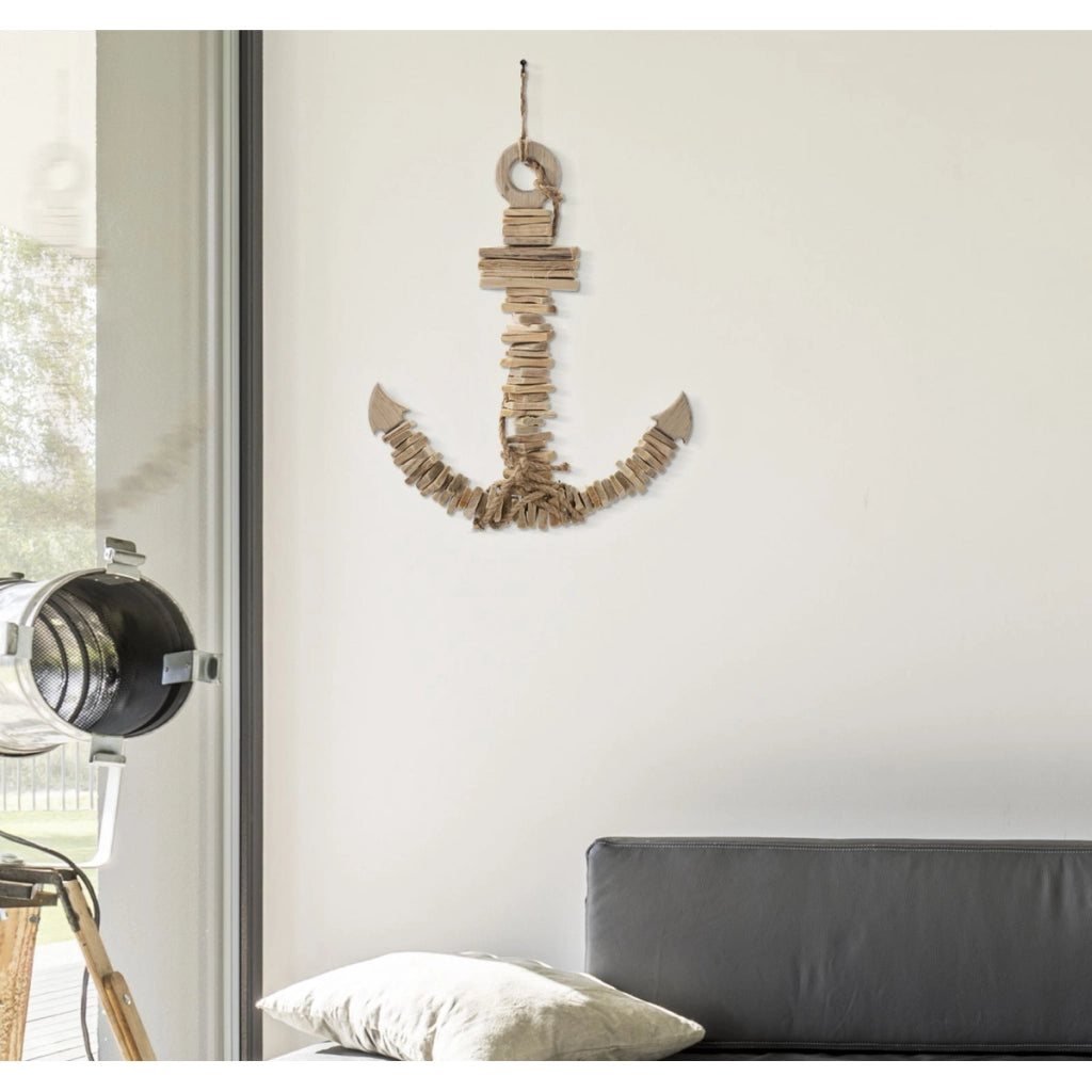 Decorazione in Metallo e Legno Ancora, Marrone, Legno, 39x7x46 cm