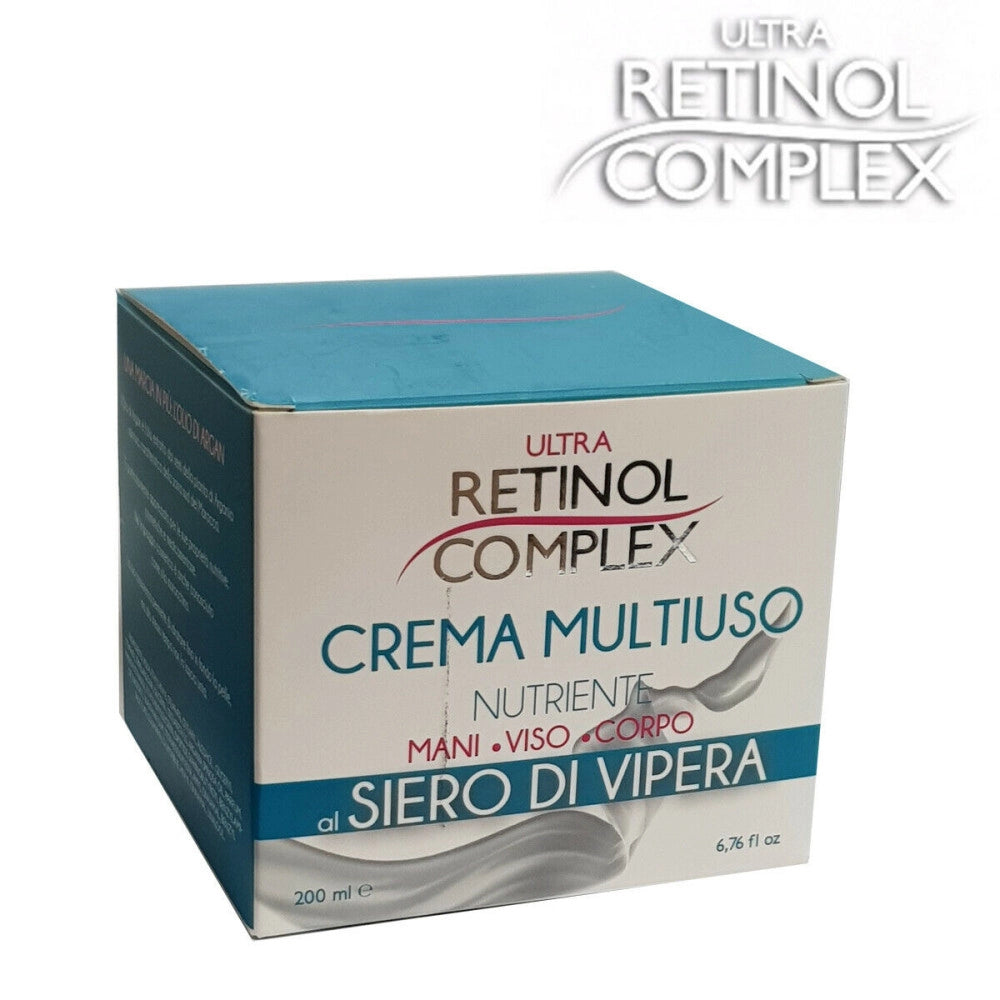 Trade Shop - Retinol Complex Crema Multiuso Nutriente Siero Di Vipera Corpo Mani Viso 200ml -