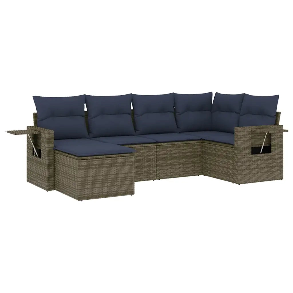 Set Divani da Giardino 6 pz con Cuscini Grigio in Polyrattan 3220460