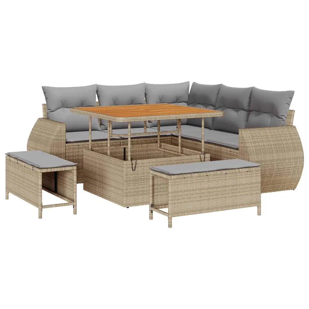 Set Divano da Giardino 8 pcs Beige polyrattan