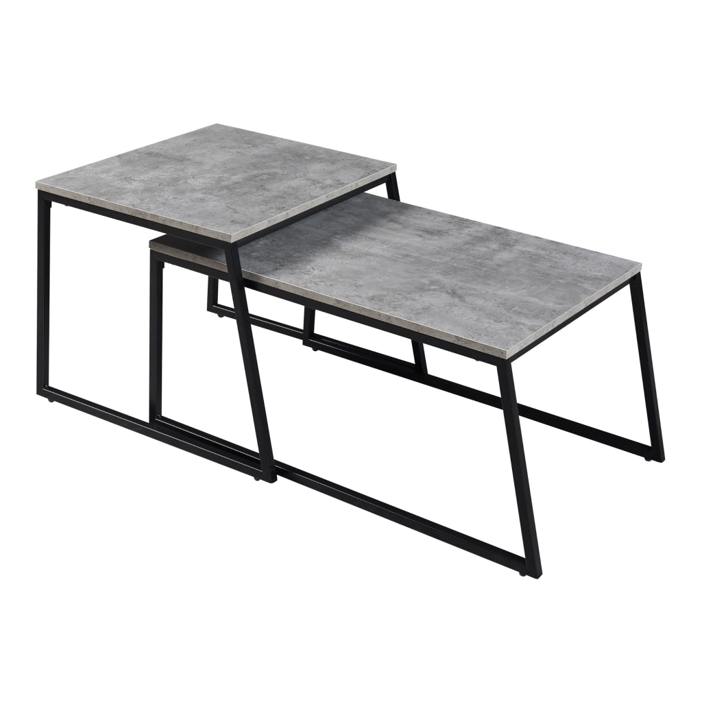 Set Hyllestad 2 Tavolini Sovrapponibili - Effetto Cemento / Nero [en.casa]