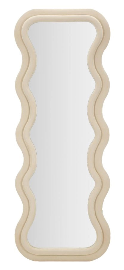 Specchio da muro cornice in velluto crema 60x6x160cm CEMILY