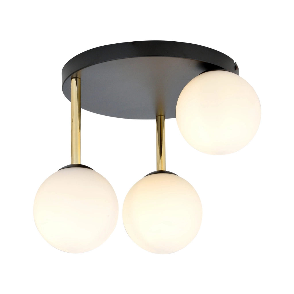 Plafoniera Emibig DOLCE 3 luci E14 vetro bianco oro
