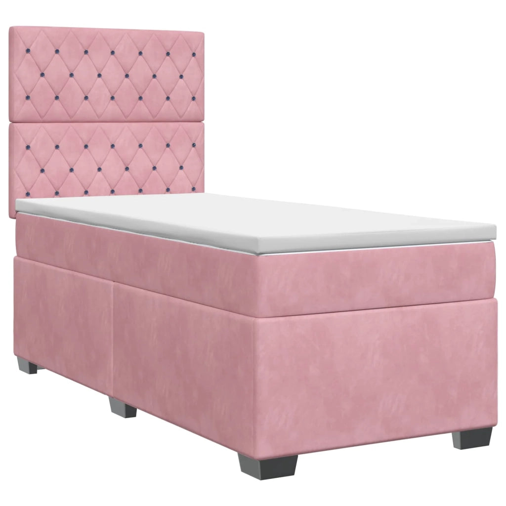 Letto box spring con materasso Rosa 90 x 190 cm Velluto 3453547