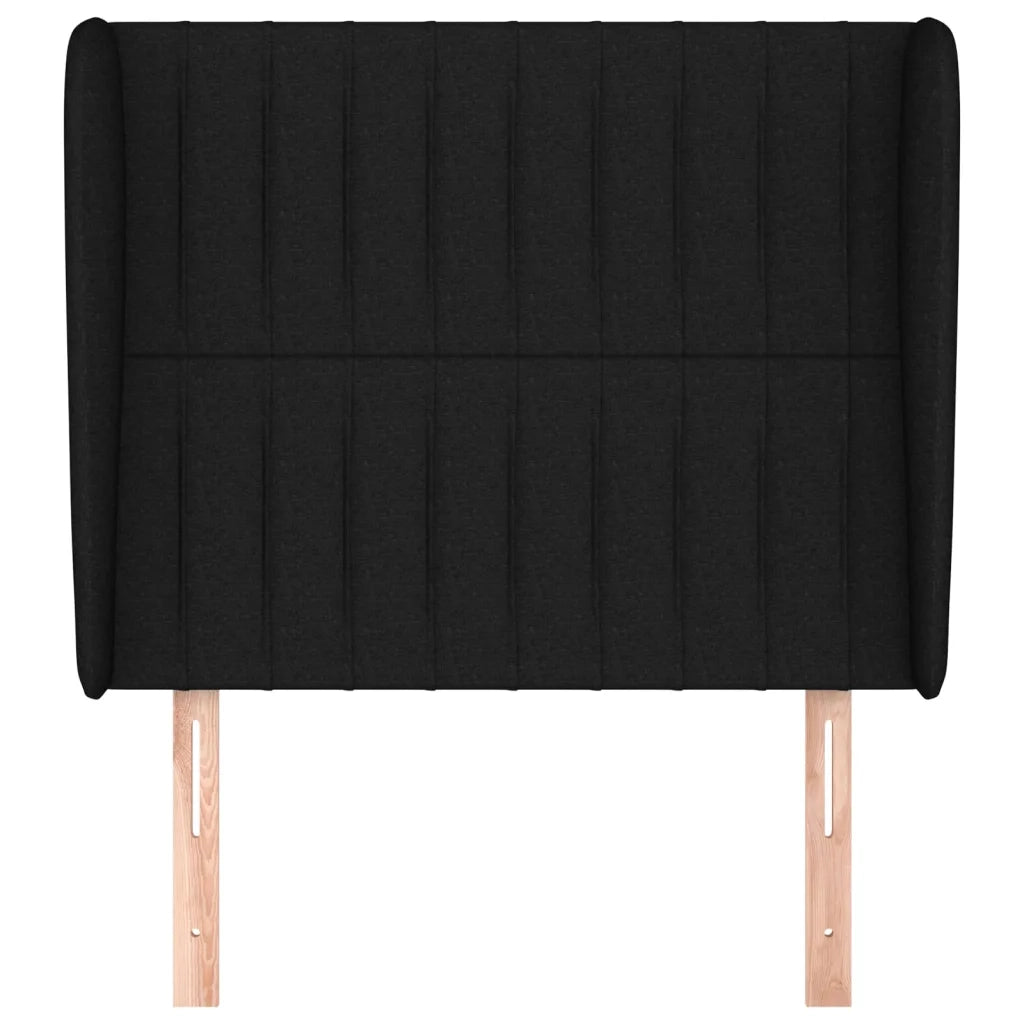Testiera | Testata ad Orecchio Nera 93x23x118/128 cm in Tessuto