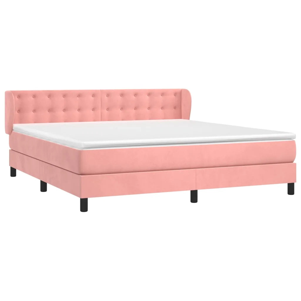 Giroletto a Molle con Materasso Rosa 160x200 cm in Velluto 3127744