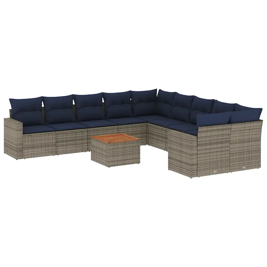 Set Divani da Giardino 11 pz con Cuscini in Polyrattan Grigio 3256649