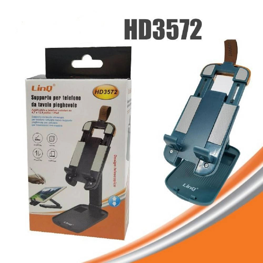 Trade Shop - Supporto Da Scrivania Per Smartphone Tablet Con Regolabile Pieghevole Hd3572 -