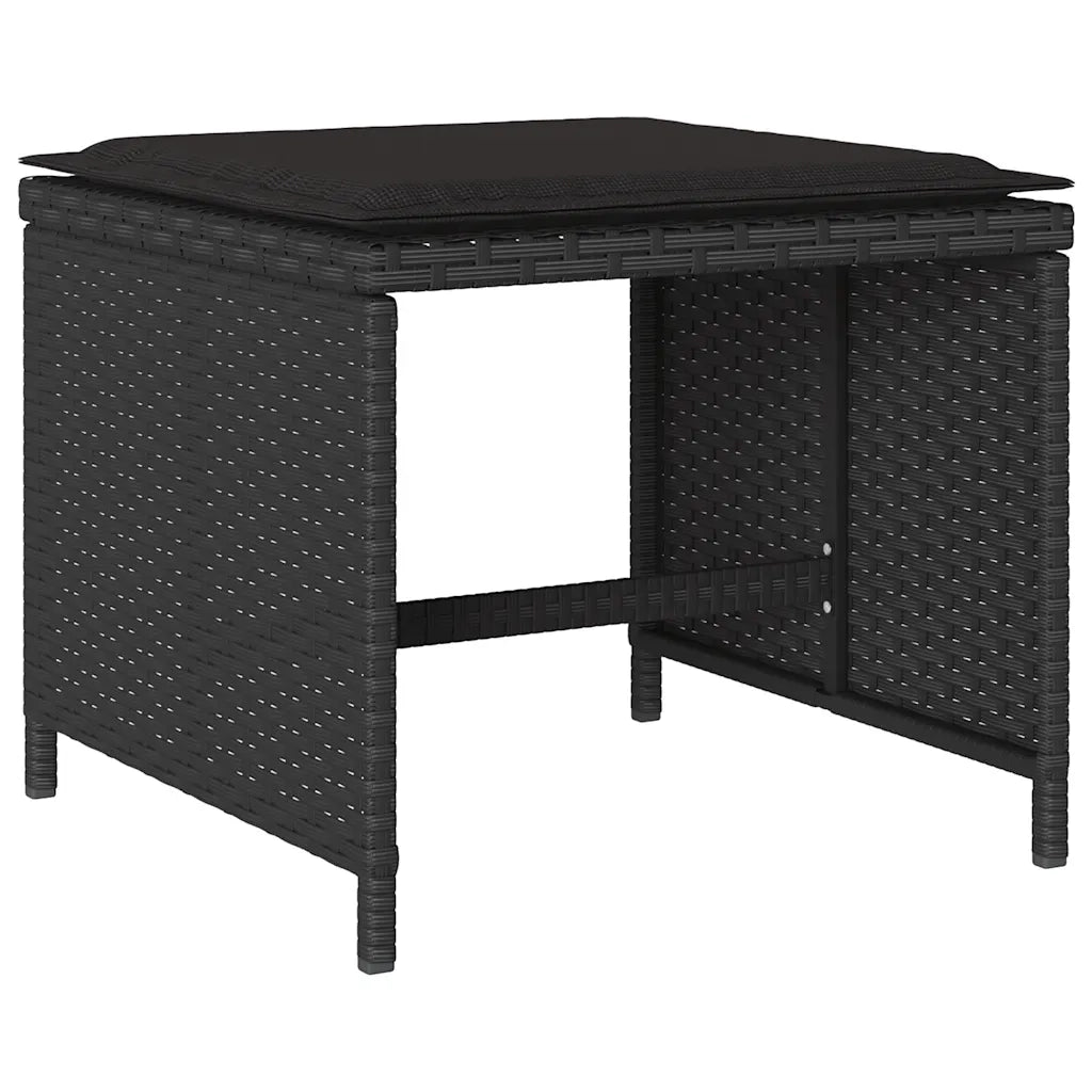 Set da Pranzo da Giardino 9 pz | Set Salotto da Giardino con Cuscini Nero in Polyrattan