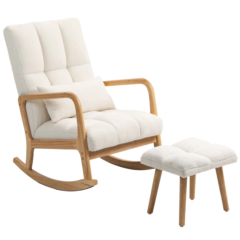 Poltrona Dondolo con Poggiapiedi ¨C Minimal ¨C Tessuto Grigio