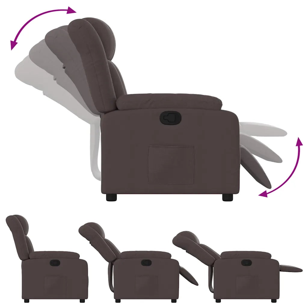 Poltrona Reclinabile Marrone Scuro in Tessuto 373579