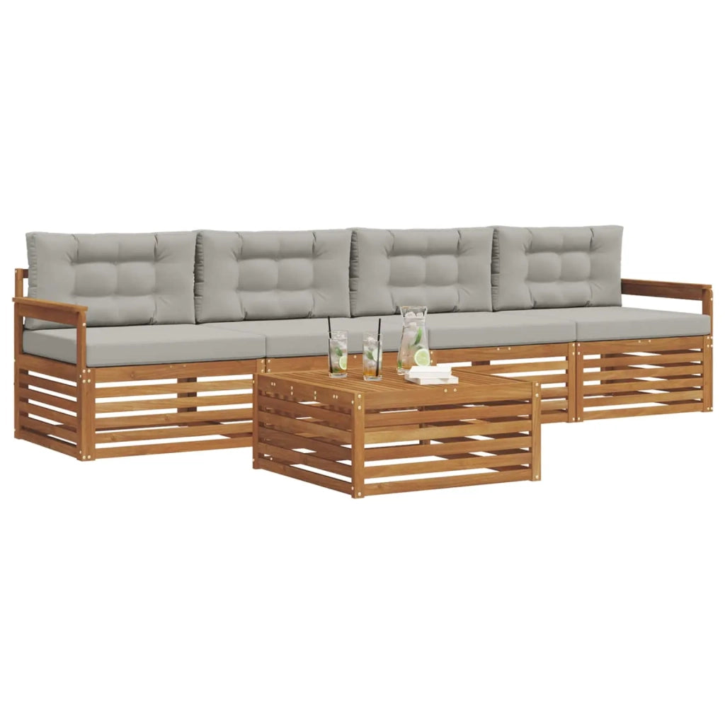 Set di divani da esterno 5 pcs Grigio Naturale e Chiaro 3372966