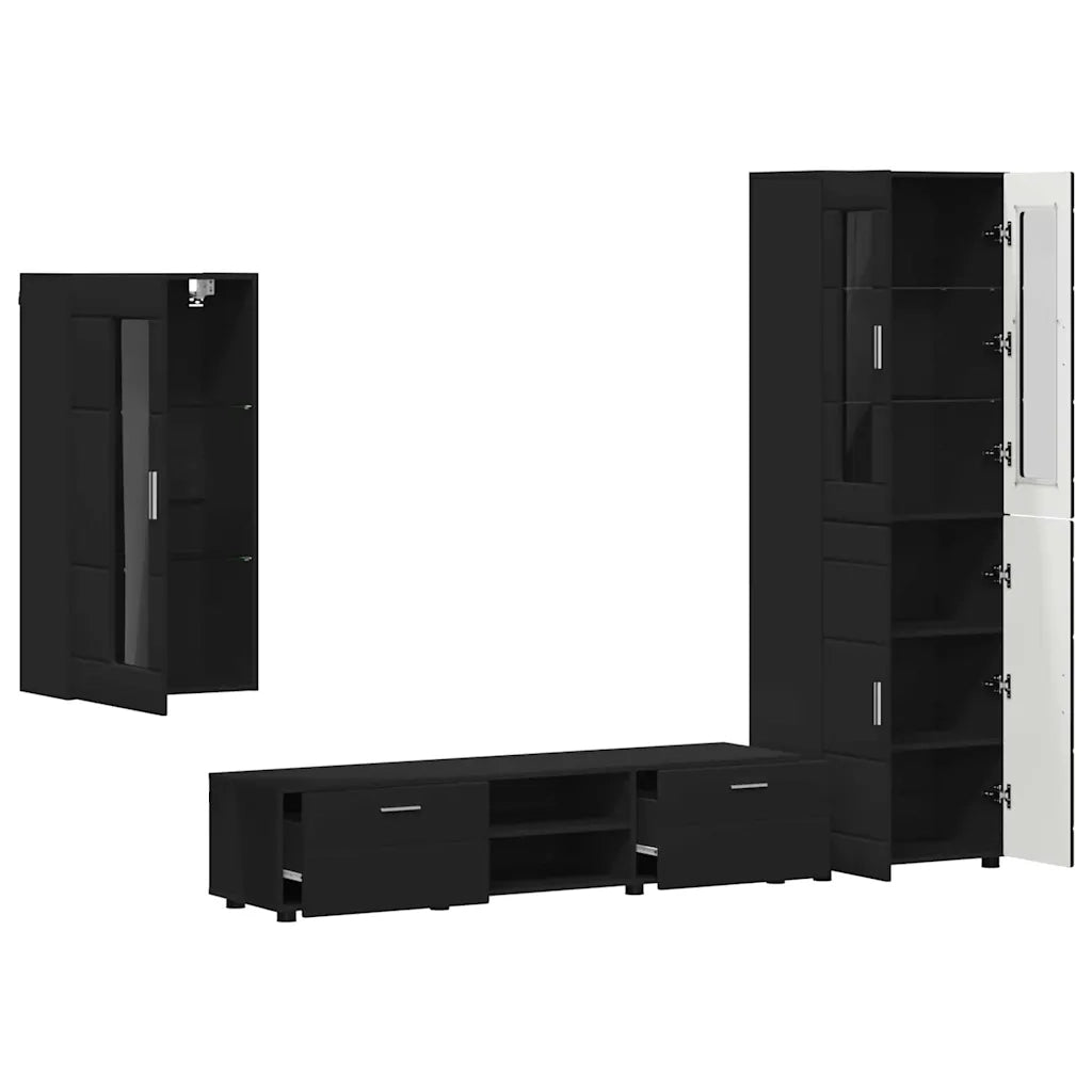 Set mobile TV con cassetto FLORIN Nero Legno multistrato