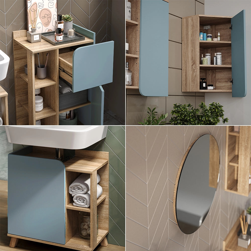 Vicco Set di mobili da bagno Grigio-blu 5 parti