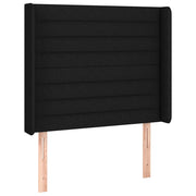 Testiera | Testata ad Orecchio Nera 93x16x118/128 cm in Tessuto