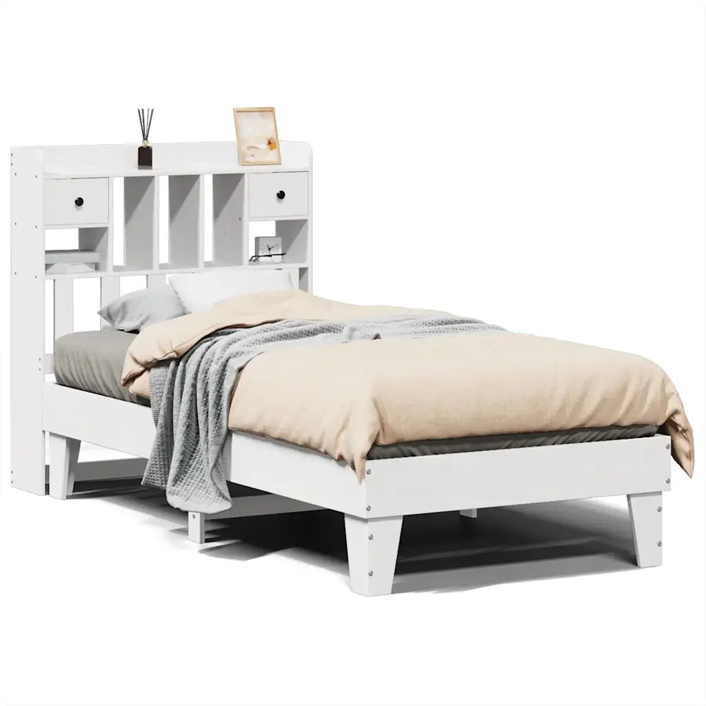 Letto senza Materasso-Struttura Letto Bianco 75x190 in Legno Massello di Pino 733891