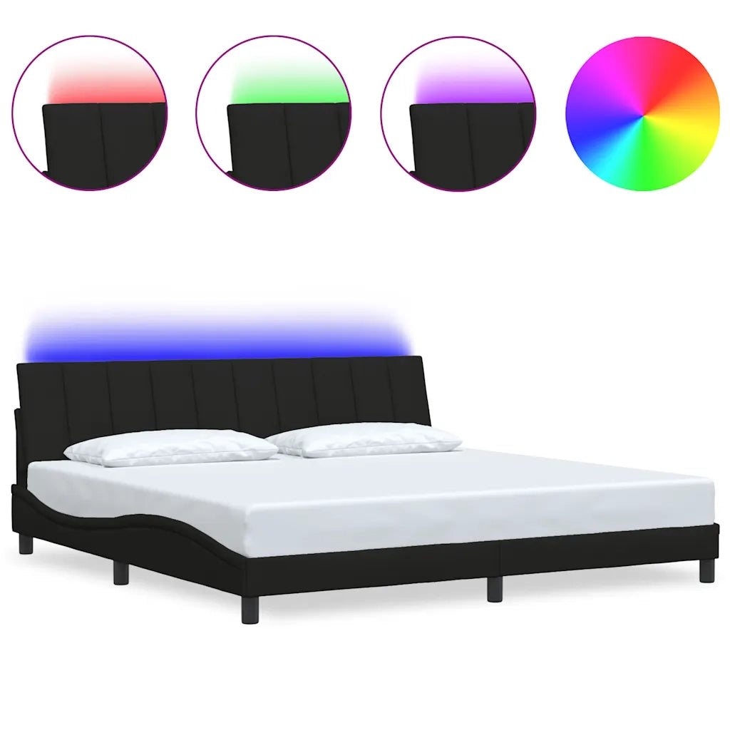 Letto matrimoniale | Letto per adulti | Giroletto senza Materasso Hanko Nero 200x200 cm in Tessuto