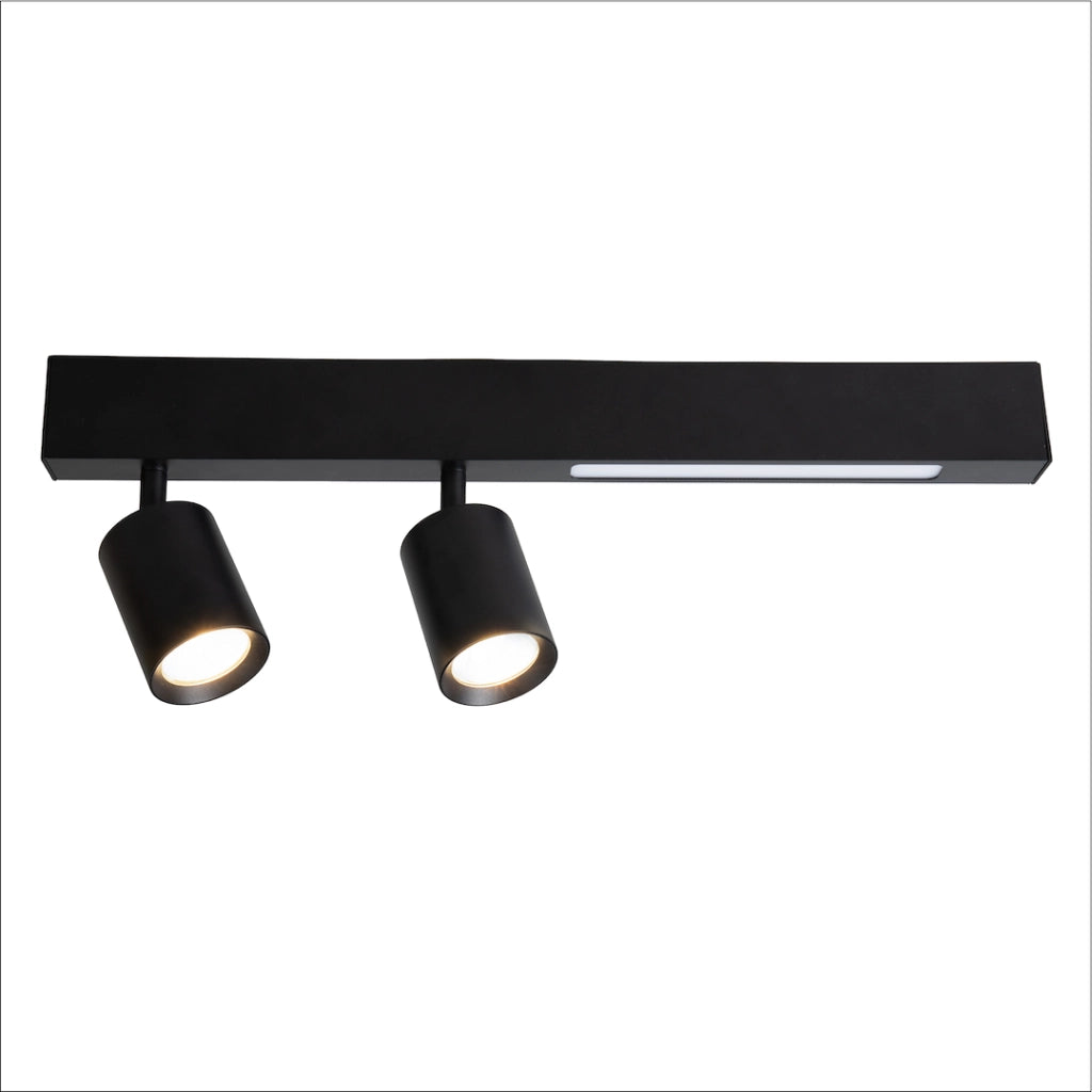 Faretto soffitto doppio a barra nero LED 5W 2xGU10