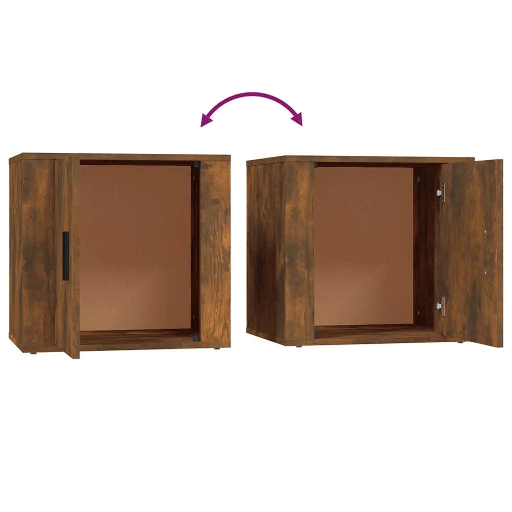 Set di 2 Comodini | Armadio da Notte | Mobiletto da notte Rovere Fumo 50x39x47 cm
