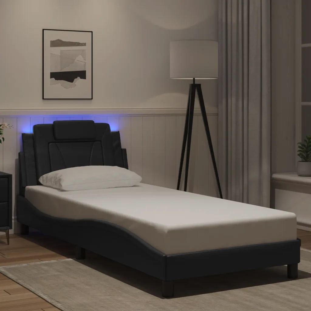 Giroletto Viana con LED senza Materasso Nero 80x200 cm