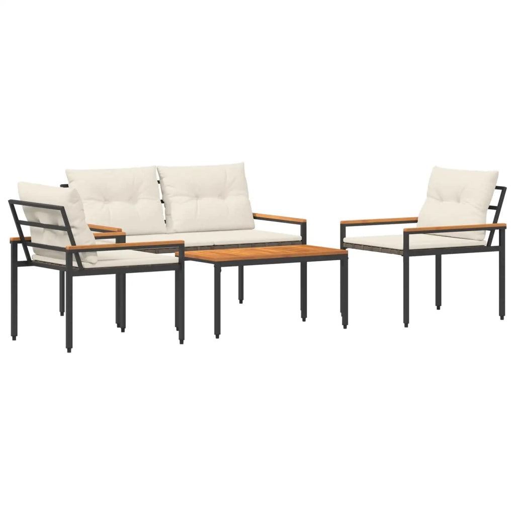 Set Mobili da Esterno 4 pcs Bianco Crema polyrattan 42025357